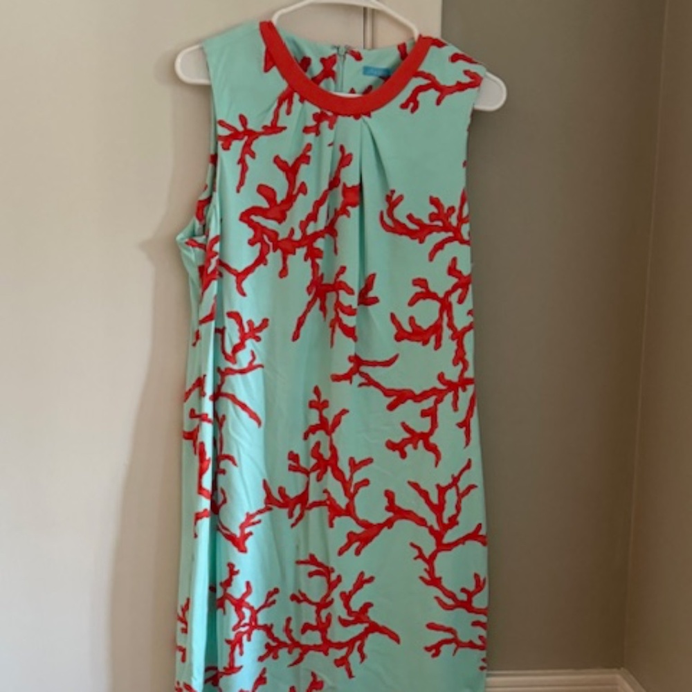 J McLaughlin Sophia Sheath Coral And Aqua